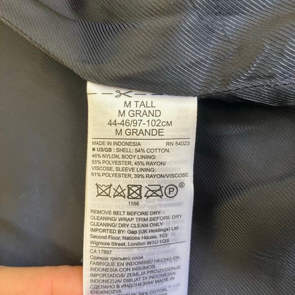 Banana Republic Mens Heritage Collection Navy Water Repellent Long Trench Coat - Picture 15 of 16